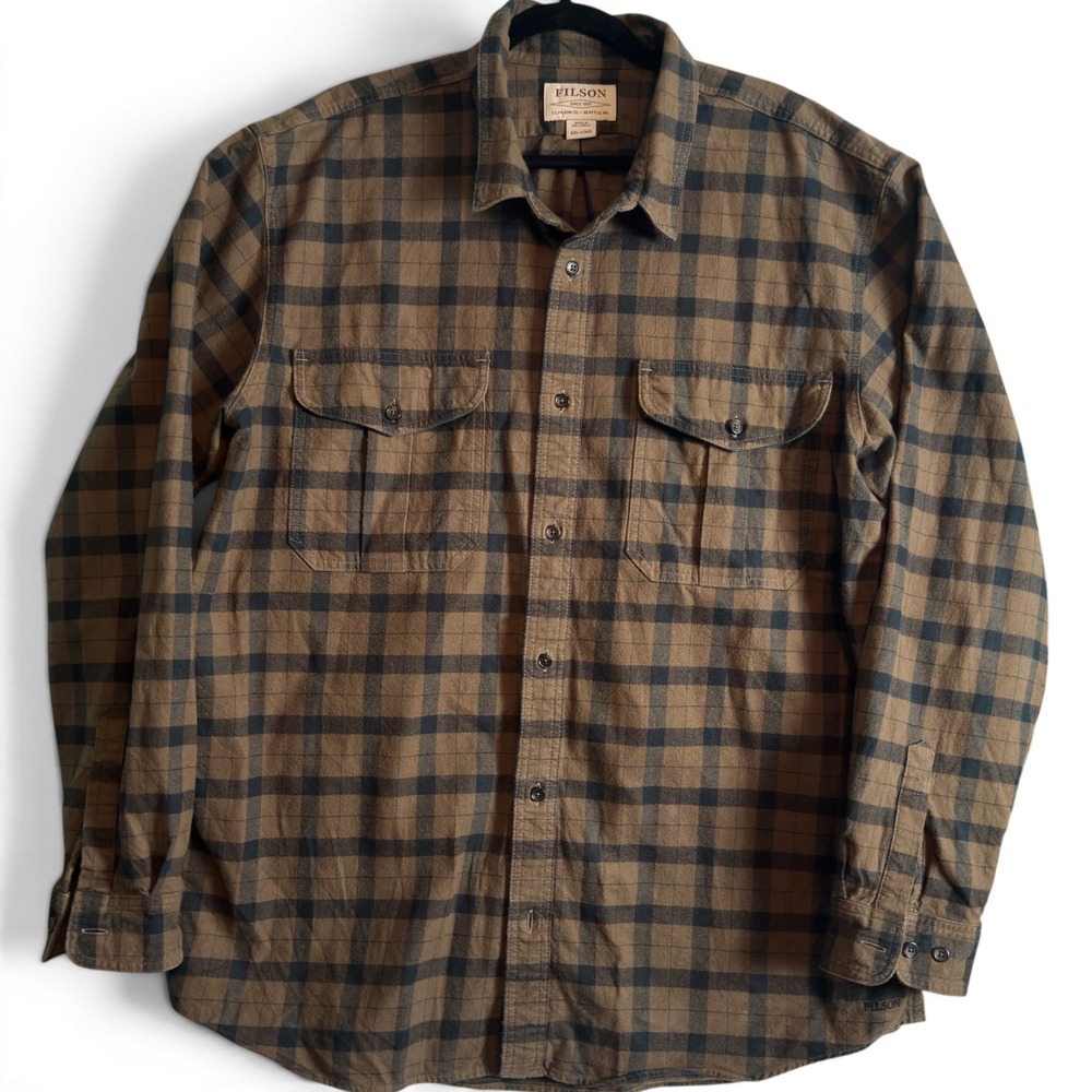 Filson Alaskan Guide Shirt Mens XXL Long 2XLT Plaid Flannel Cotton Outdoor Brown